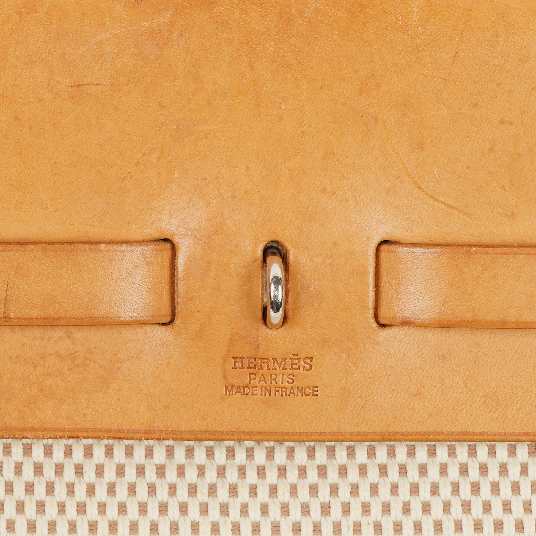 Hermes Herbag MM Vache Hunter Criss Viking Ecru Beige Naturel 2 Way Shoulder Bag