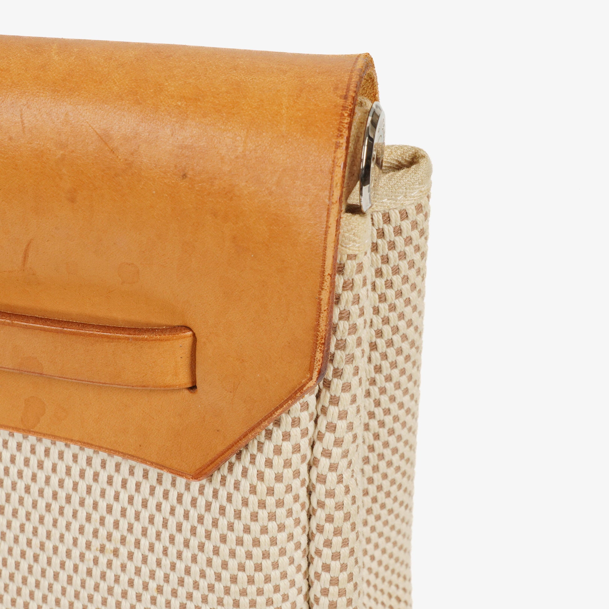 Hermes Herbag MM Vache Hunter Criss Viking Ecru Beige Naturel 2 Way Shoulder Bag