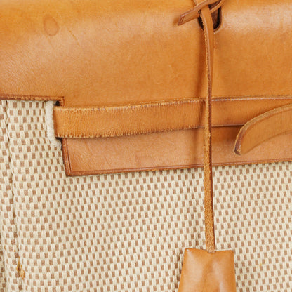 Hermes Herbag MM Vache Hunter Criss Viking Ecru Beige Naturel 2 Way Shoulder Bag