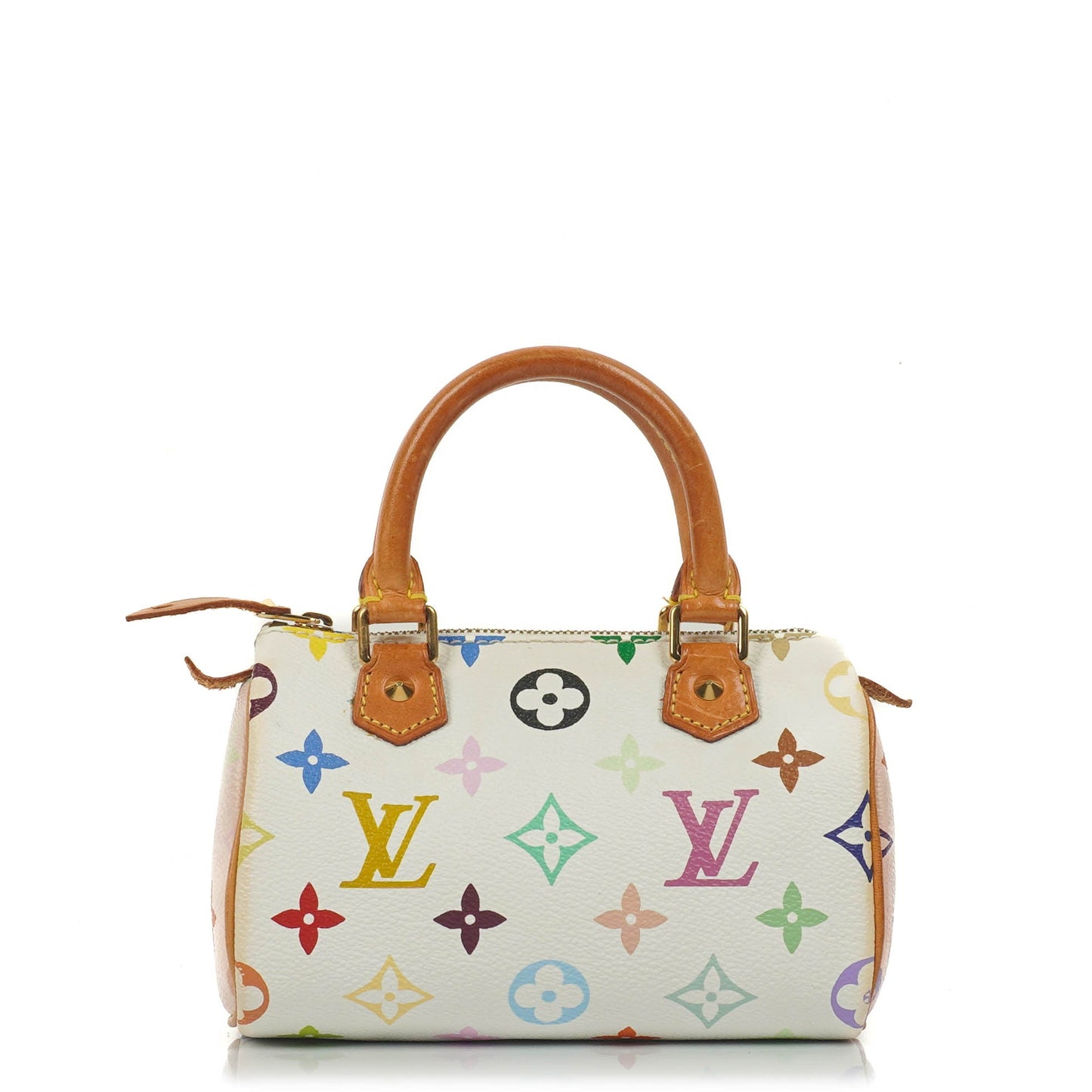 Louis Vuitton Takashi Murakami Nano Speedy Mini-Tasche aus weißem Multicolour Monogram beschichtetem Canvas