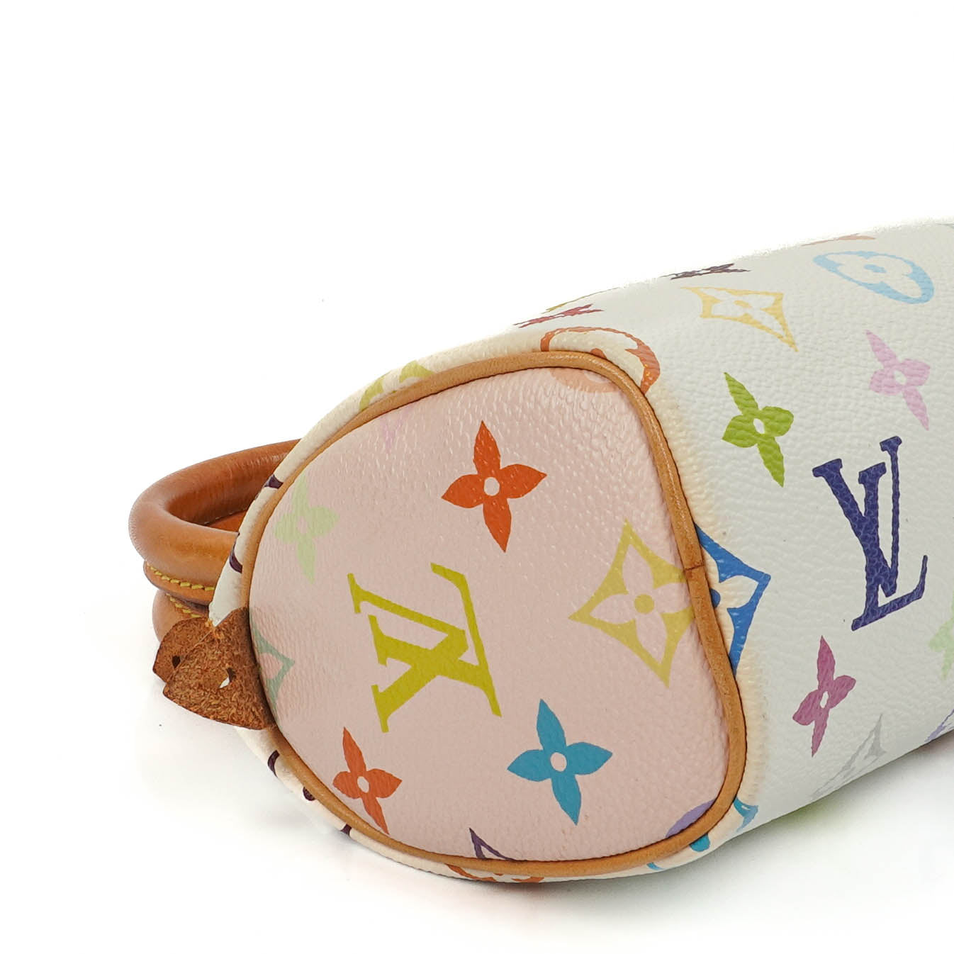 Louis Vuitton Takashi Murakami Nano Speedy Mini-Tasche aus weißem Multicolour Monogram beschichtetem Canvas