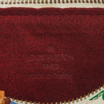 Louis Vuitton Takashi Murakami Nano Speedy Mini-Tasche aus weißem Multicolour Monogram beschichtetem Canvas