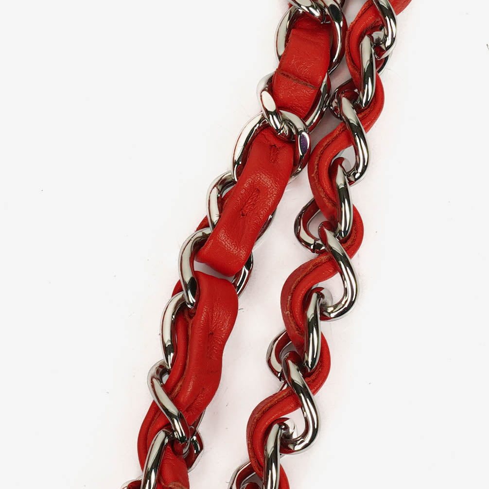 Chanel Timeless Classic Double Flap Tasche aus rot und gelb gestreiftem Lackleder mit silberfarbenen Details