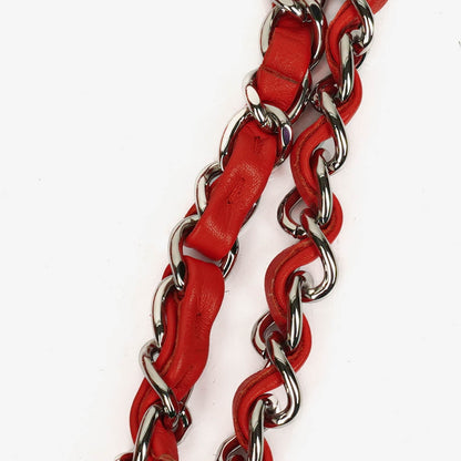 Chanel Timeless Classic Double Flap Tasche aus rot und gelb gestreiftem Lackleder mit silberfarbenen Details