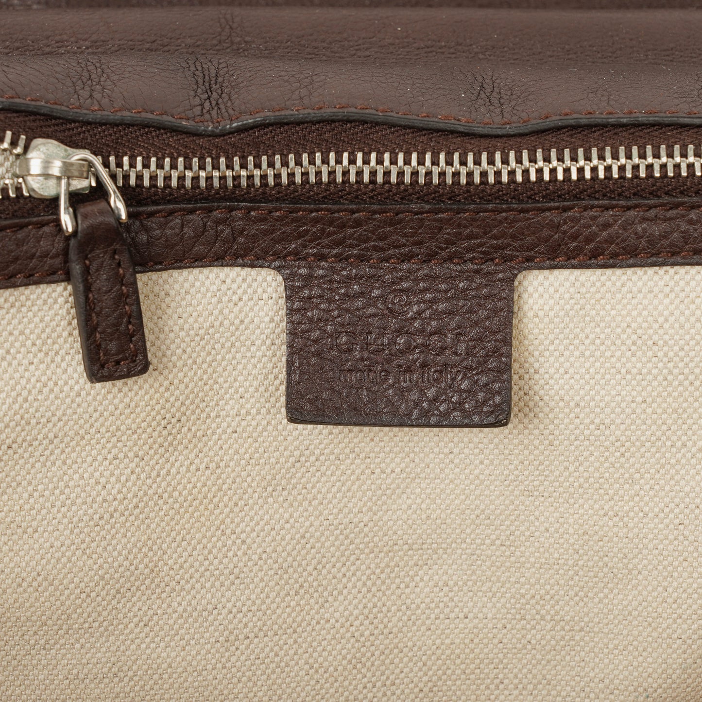 Gucci New Bamboo Top Handle Beige/Ebony GG Canvas und Leder Tasche
