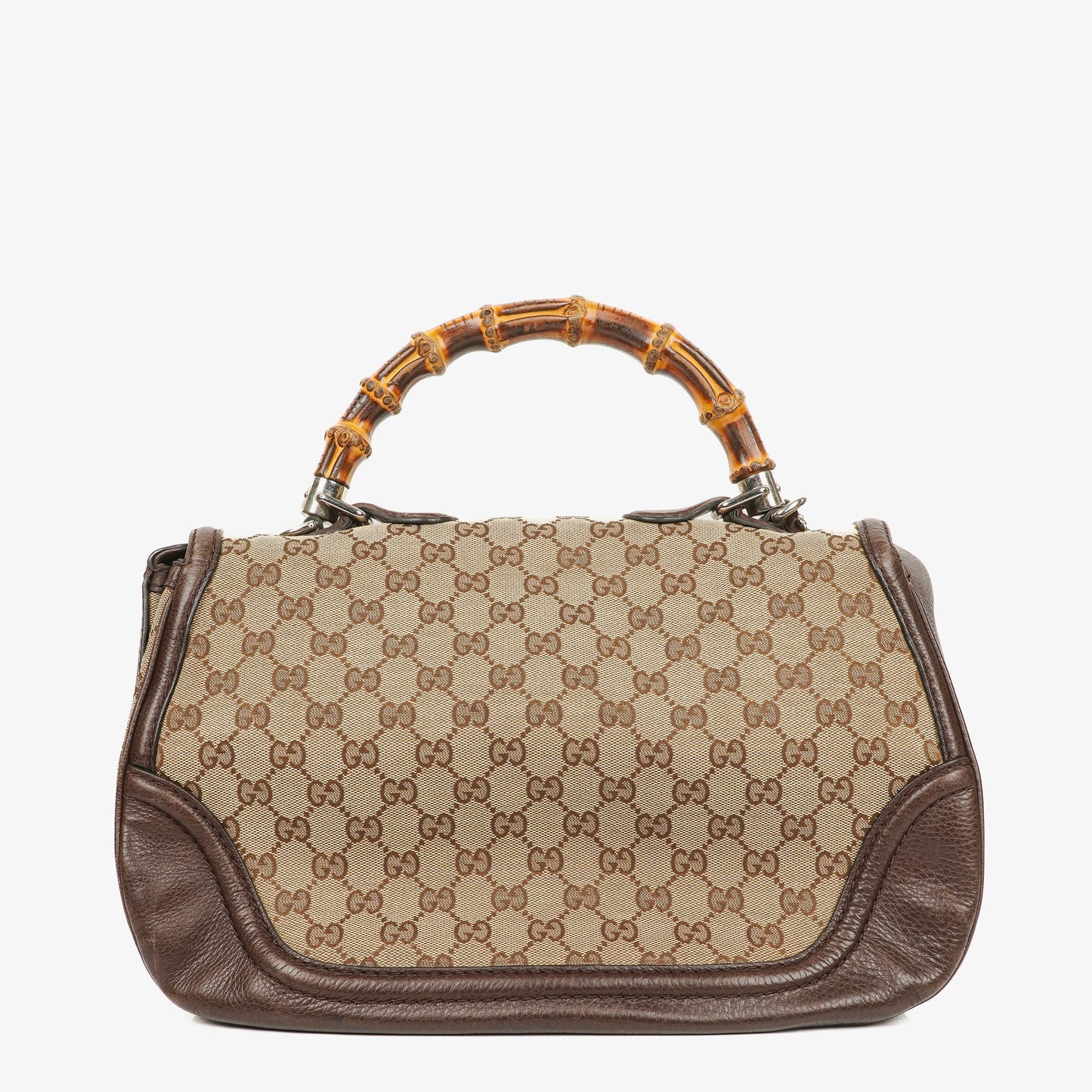 Gucci New Bamboo Top Handle Beige/Ebony GG Canvas und Leder Tasche