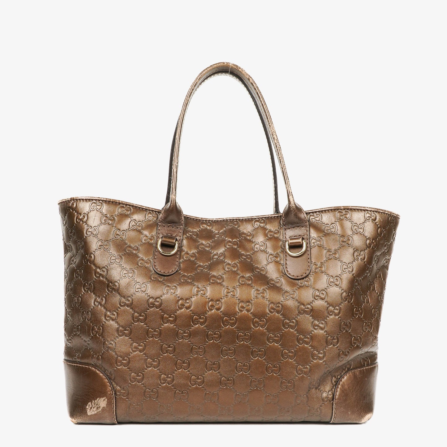 Gucci Guccissima Brown Metallic Leder Heart-Bit Top Handle Tote Bag