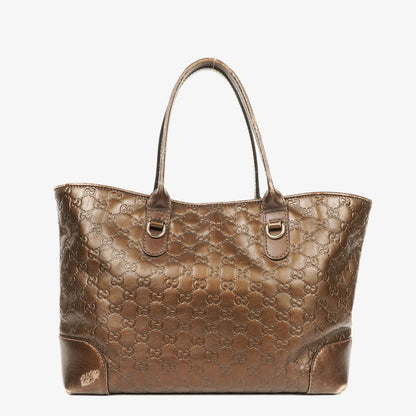 Gucci Guccissima Brown Metallic Leder Heart-Bit Top Handle Tote Bag