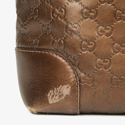 Gucci Guccissima Brown Metallic Leder Heart-Bit Top Handle Tote Bag