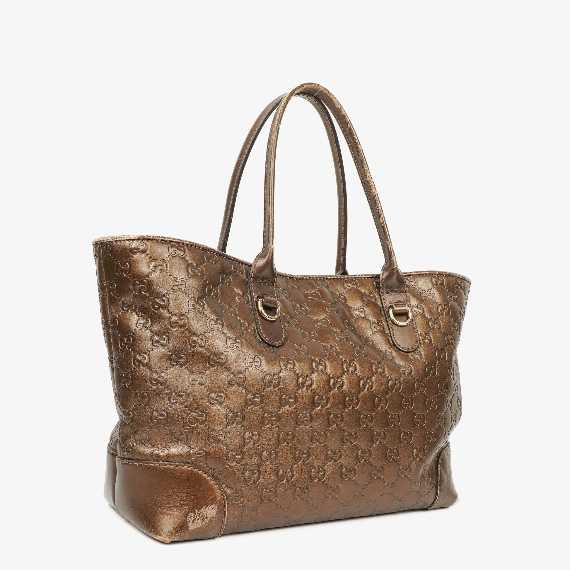 Gucci Guccissima Brown Metallic Leder Heart-Bit Top Handle Tote Bag