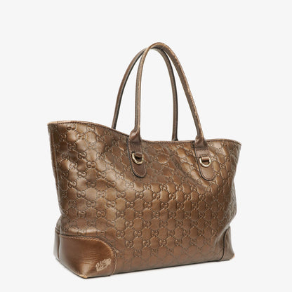 Gucci Guccissima Brown Metallic Leder Heart-Bit Top Handle Tote Bag