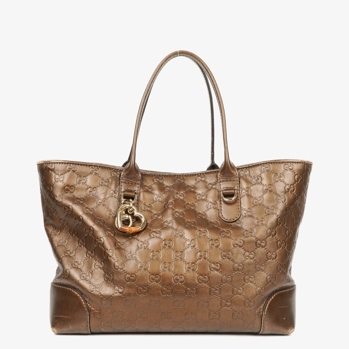 Gucci Guccissima Brown Metallic Leder Heart-Bit Top Handle Tote Bag