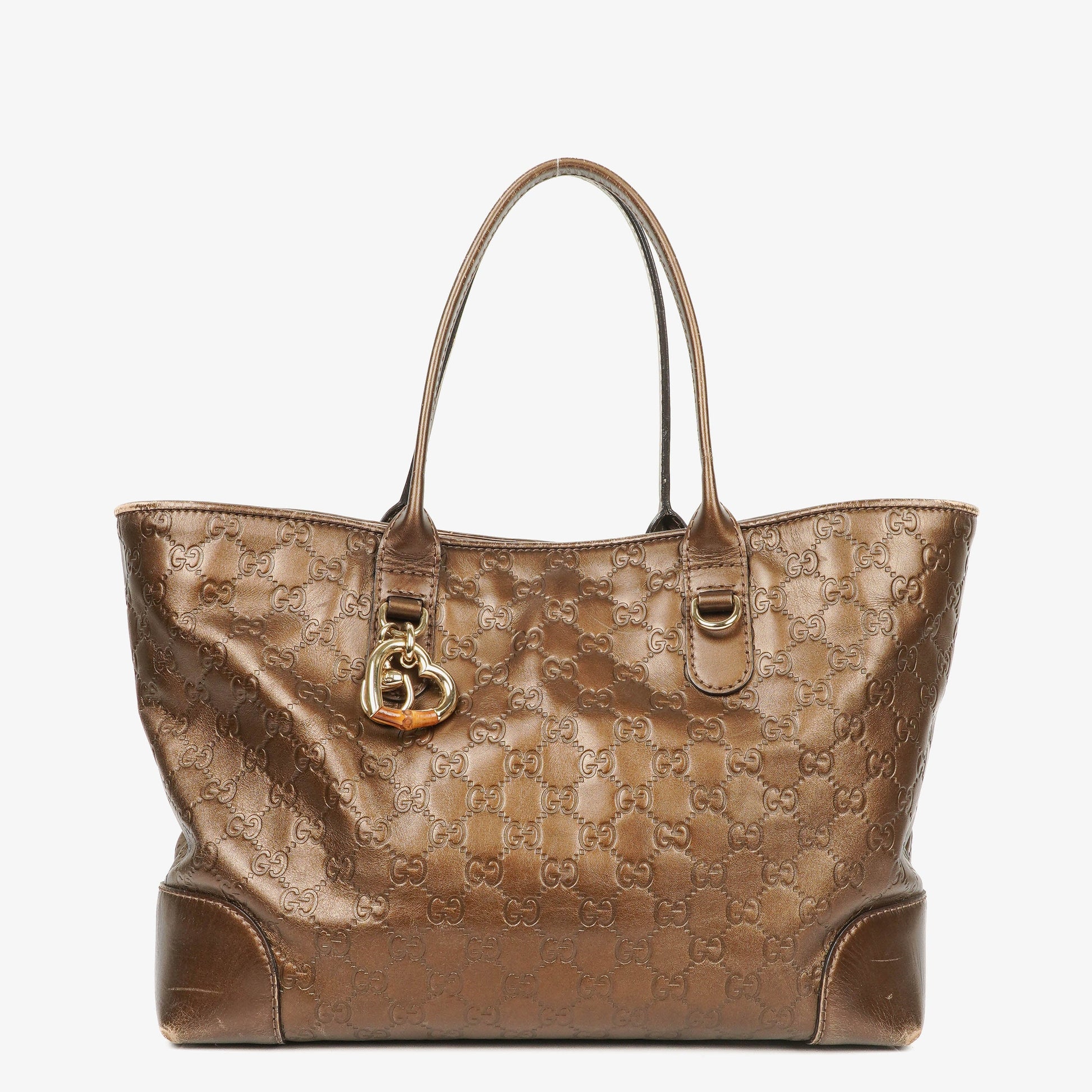 Gucci Guccissima Brown Metallic Leder Heart-Bit Top Handle Tote Bag