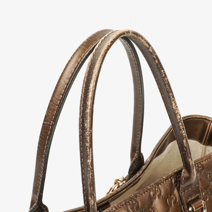 Gucci Guccissima Brown Metallic Leder Heart-Bit Top Handle Tote Bag