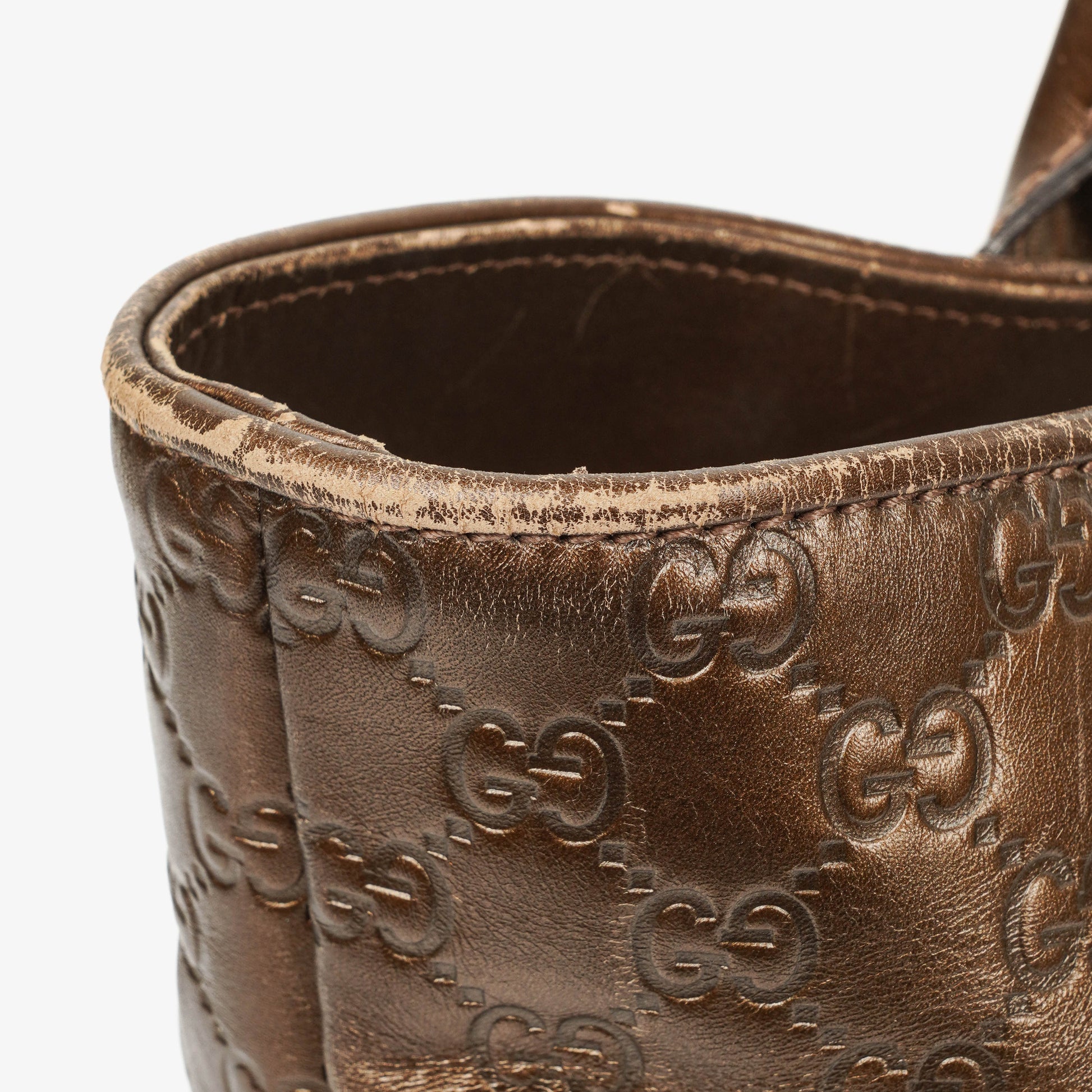 Gucci Guccissima Brown Metallic Leder Heart-Bit Top Handle Tote Bag