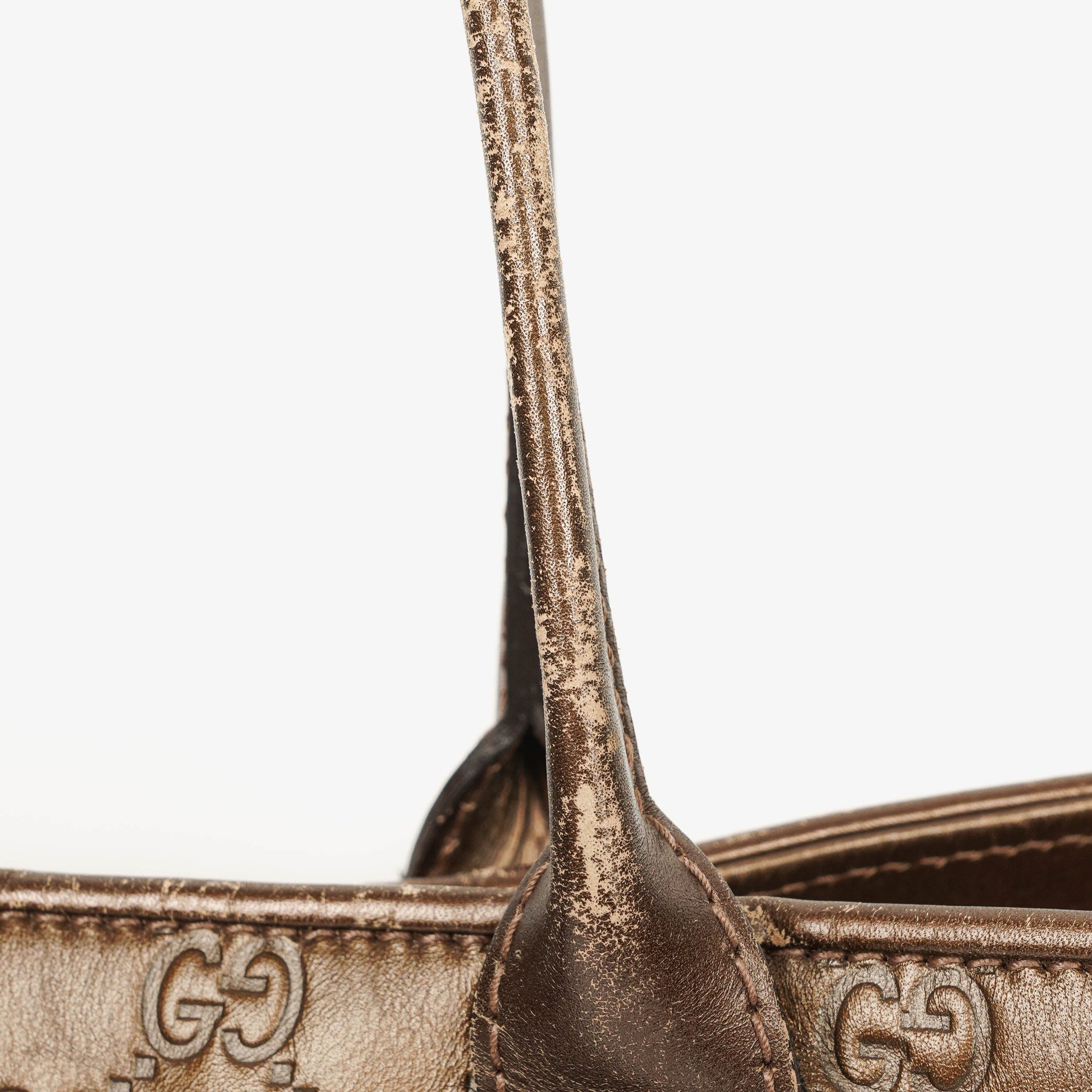 Gucci Guccissima Brown Metallic Leder Heart-Bit Top Handle Tote Bag