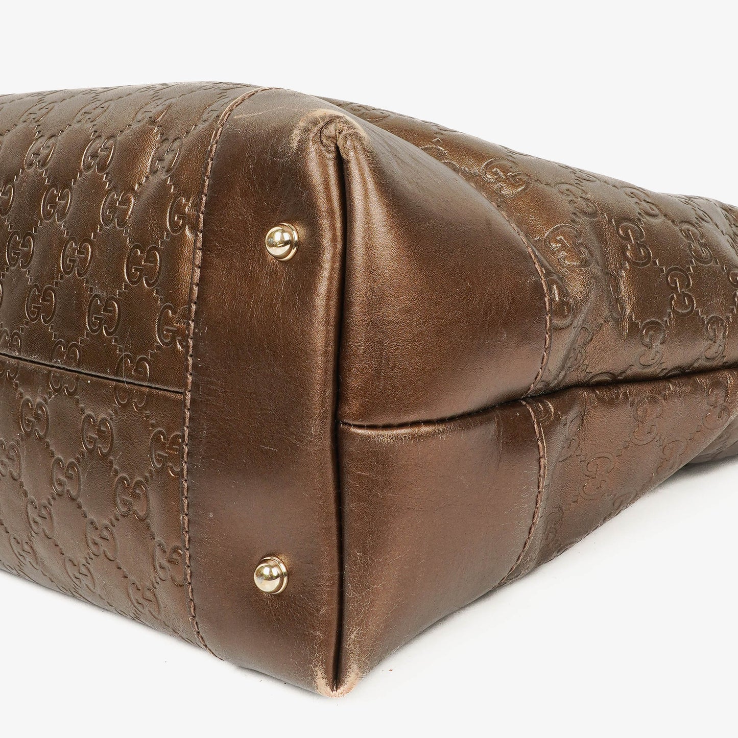Gucci Guccissima Brown Metallic Leder Heart-Bit Top Handle Tote Bag