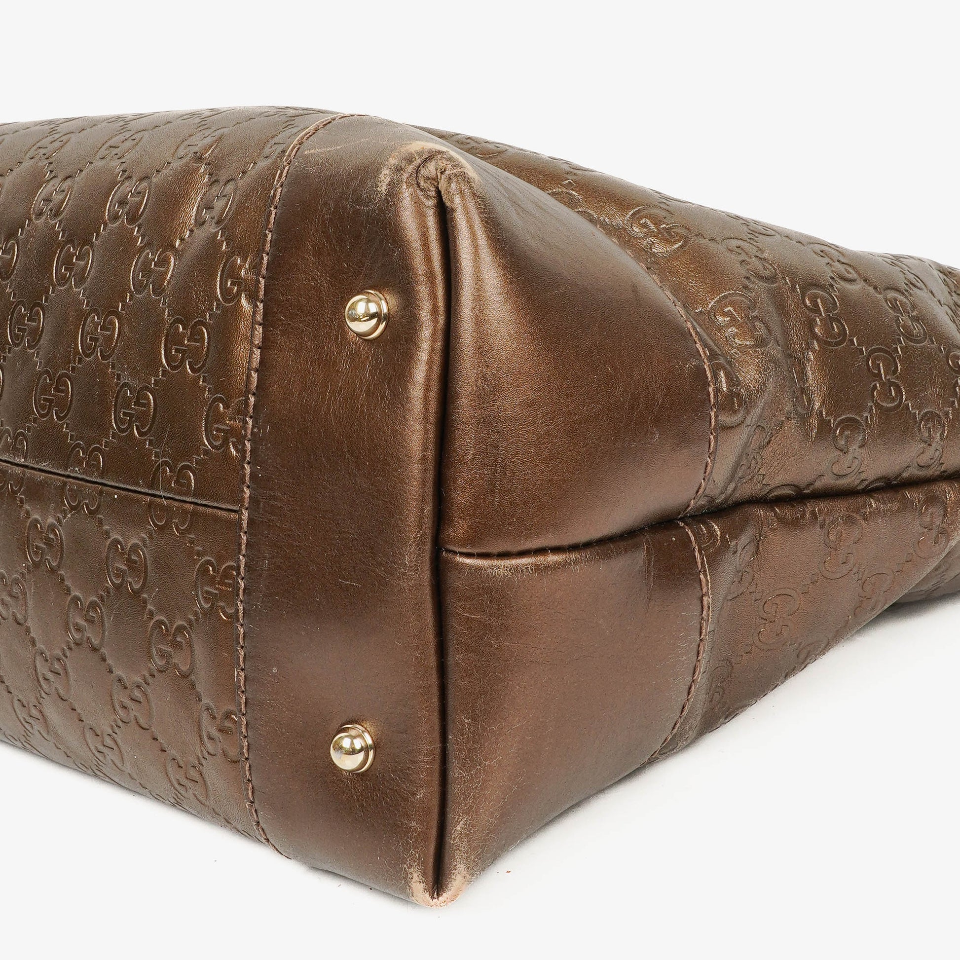 Gucci Guccissima Brown Metallic Leder Heart-Bit Top Handle Tote Bag
