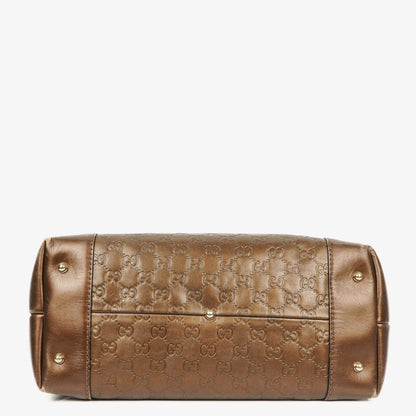 Gucci Guccissima Brown Metallic Leder Heart-Bit Top Handle Tote Bag