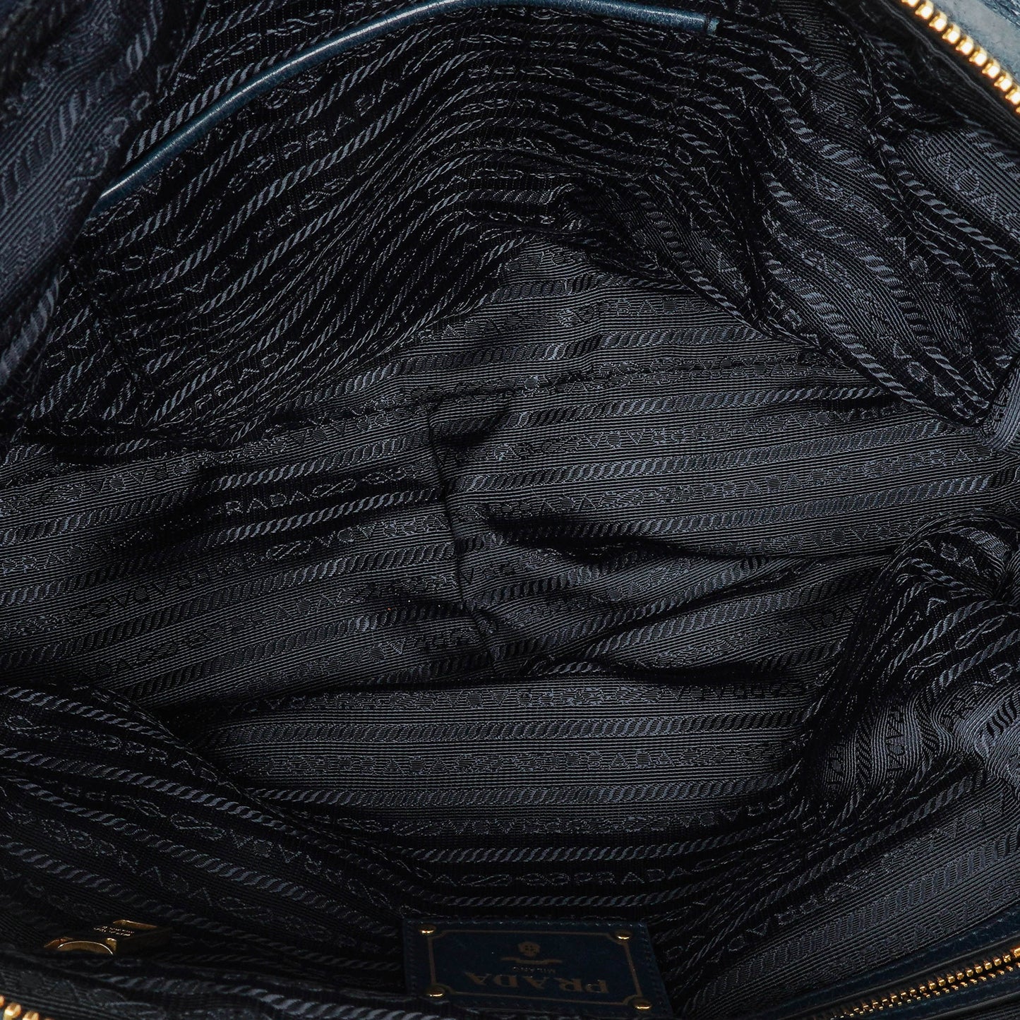 Prada Bauletto Vitello Denim Blue Shine Leder-Tasche