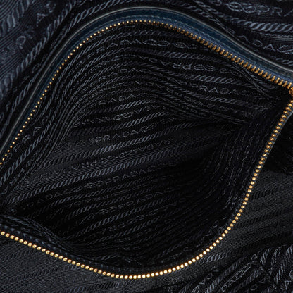 Prada Bauletto Vitello Denim Blue Shine Leder-Tasche