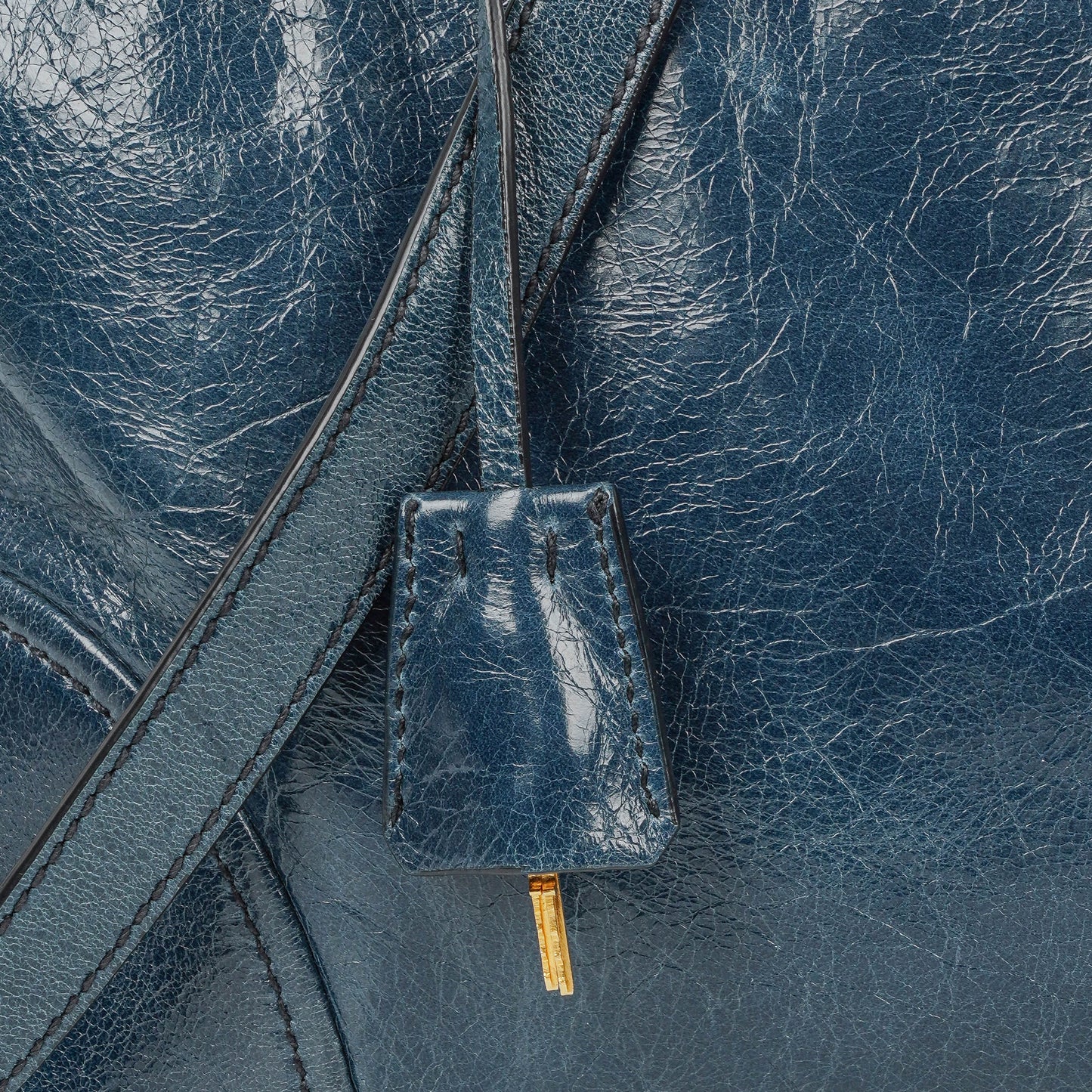 Prada Bauletto Vitello Denim Blue Shine Leder-Tasche