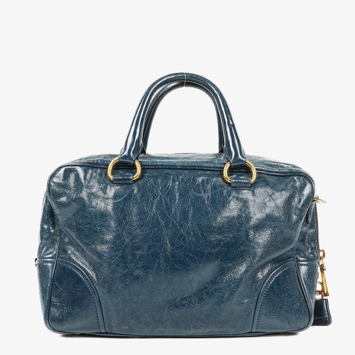 Prada Bauletto Vitello Denim Blue Shine Leder-Tasche