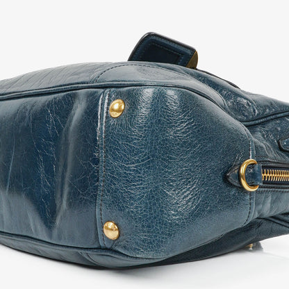 Prada Bauletto Vitello Denim Blue Shine Leder-Tasche