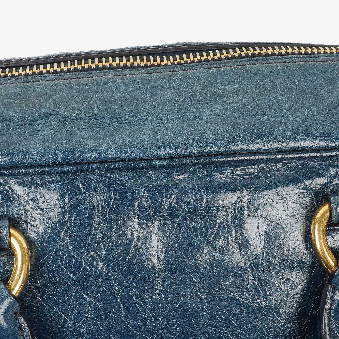 Prada Bauletto Vitello Denim Blue Shine Leder-Tasche