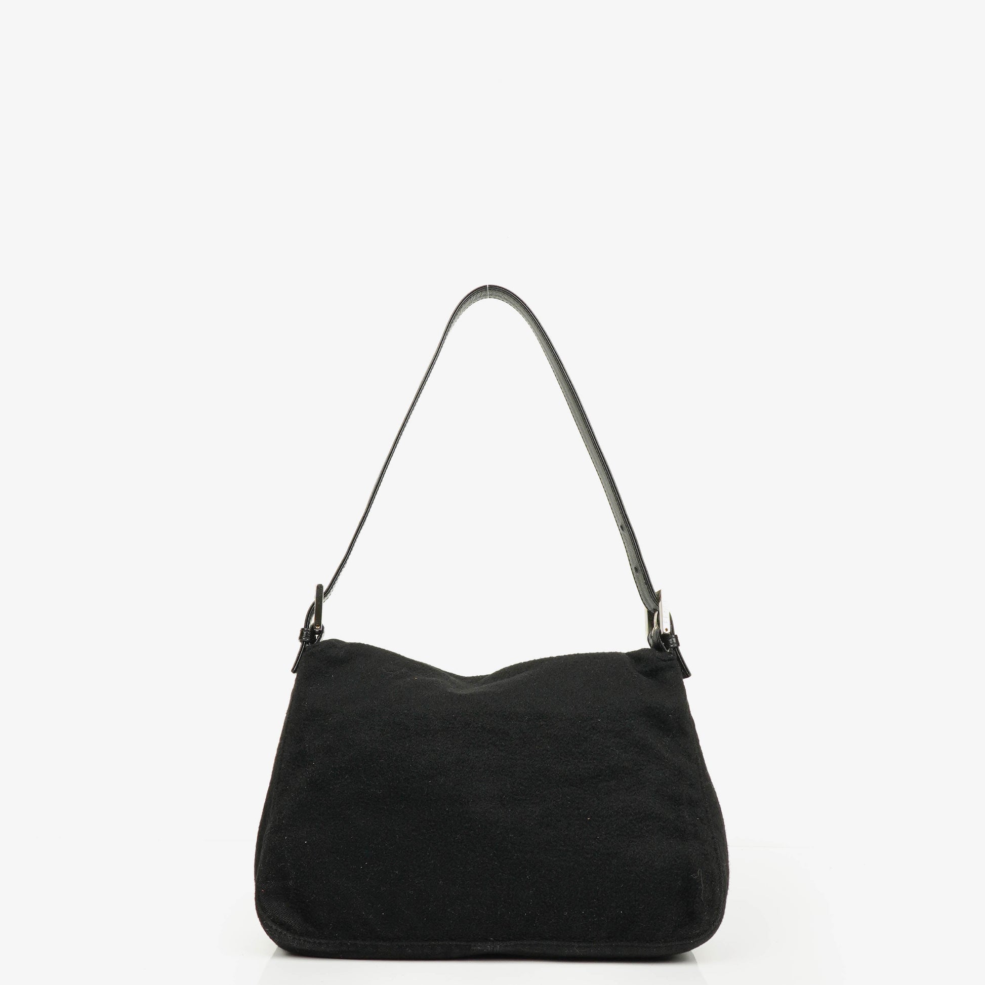 Fendi Mamma Baguette Schultertasche aus schwarzer Wolle