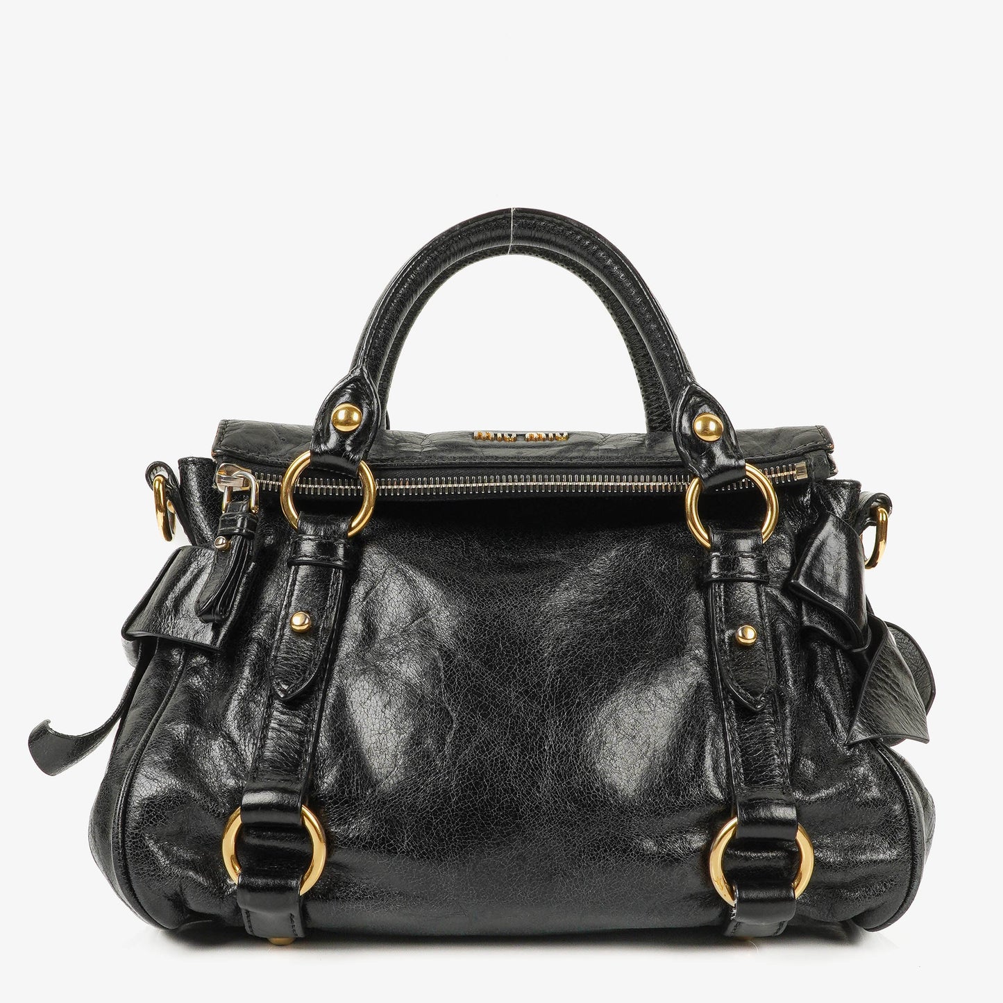 Miu Miu Vitello Black Bow Satchel Bag