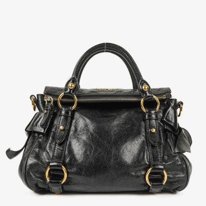 Miu Miu Vitello Black Bow Satchel Bag