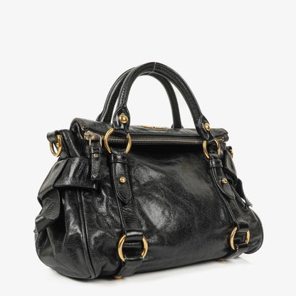 Miu Miu Vitello Black Bow Satchel Bag