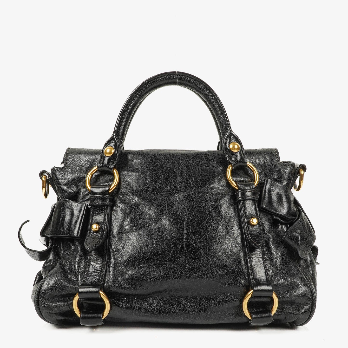 Miu Miu Vitello Black Bow Satchel Bag