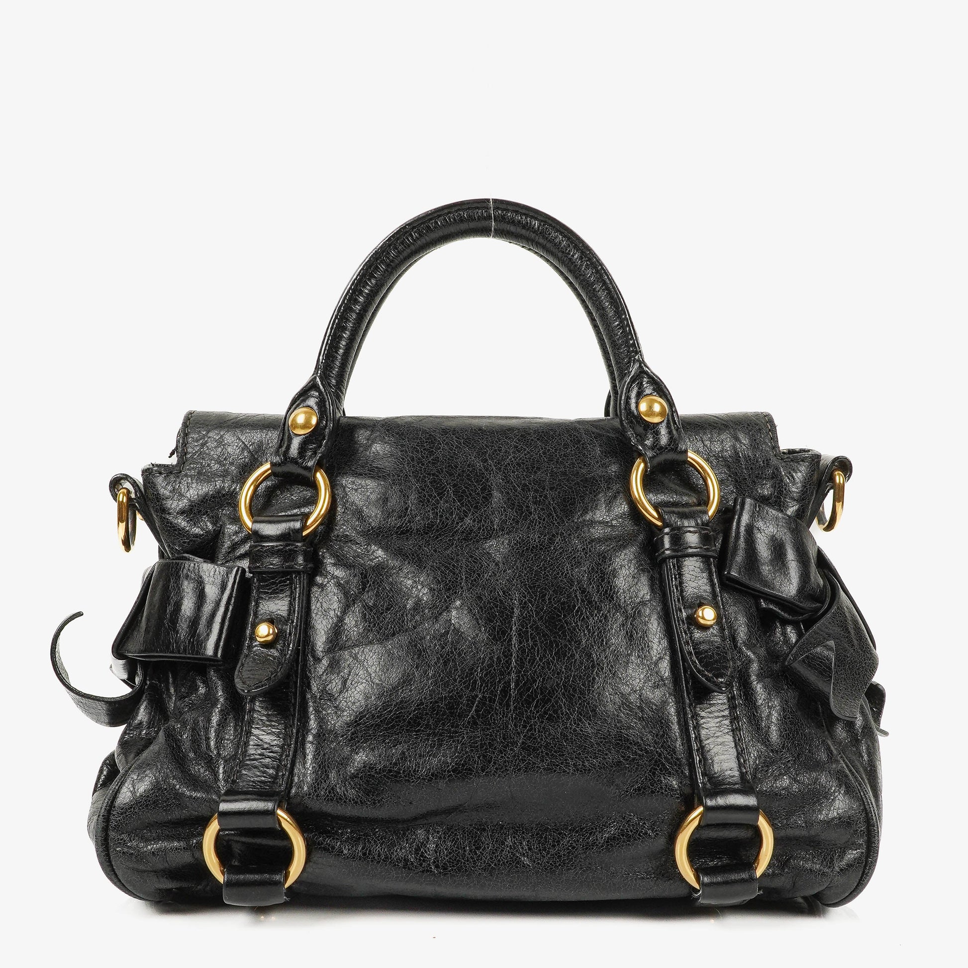 Miu Miu Vitello Black Bow Satchel Bag