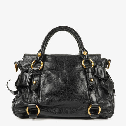 Miu Miu Vitello Black Bow Satchel Bag