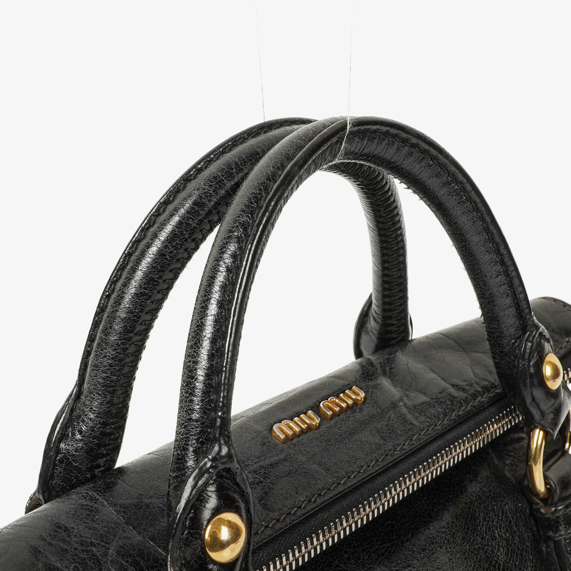 Miu Miu Vitello Black Bow Satchel Bag