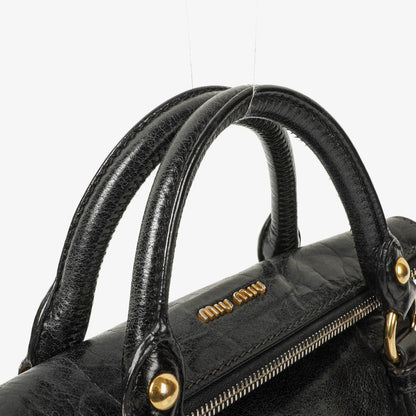 Miu Miu Vitello Black Bow Satchel Bag