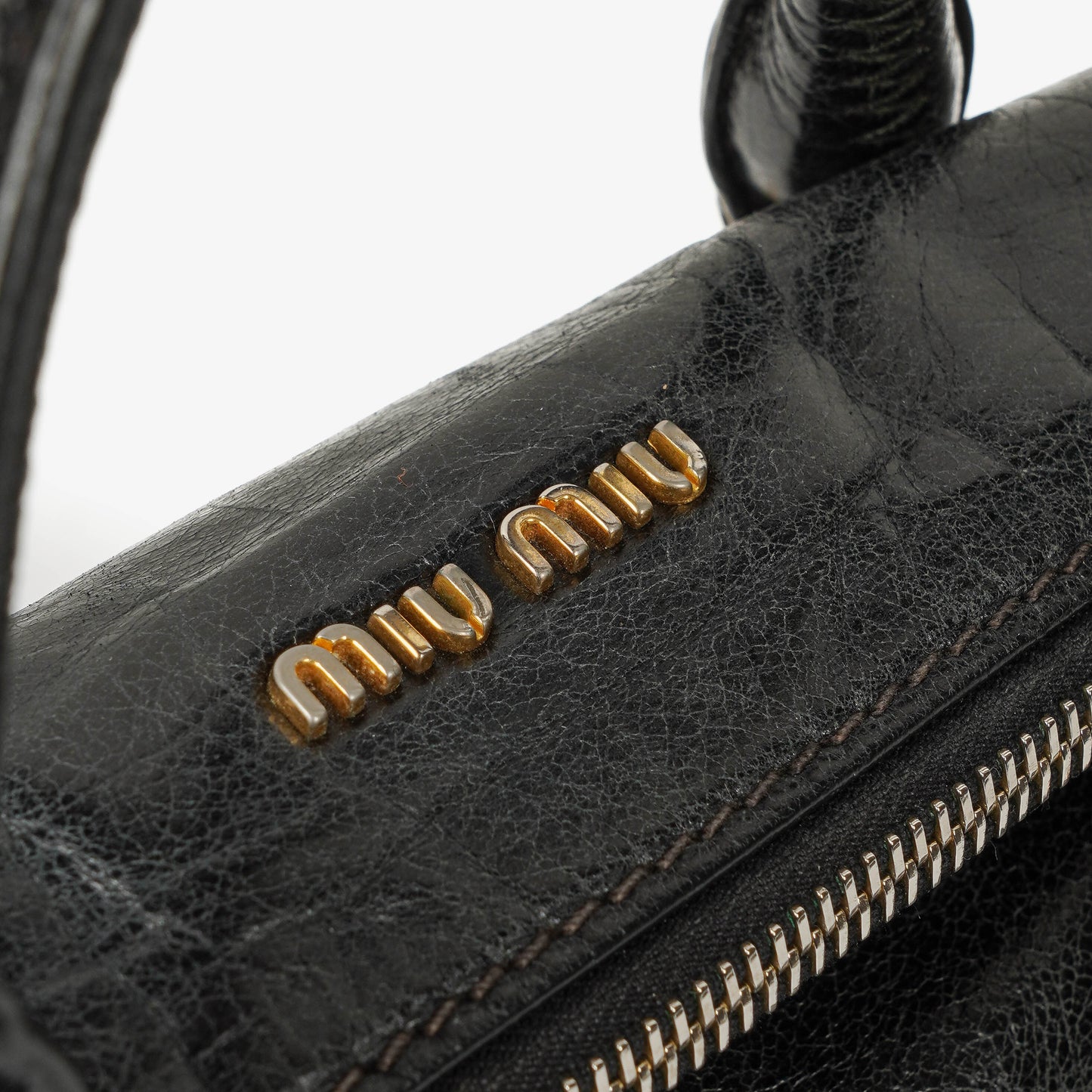 Miu Miu Vitello Black Bow Satchel Bag