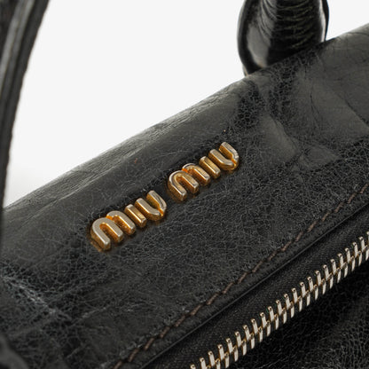 Miu Miu Vitello Black Bow Satchel Bag