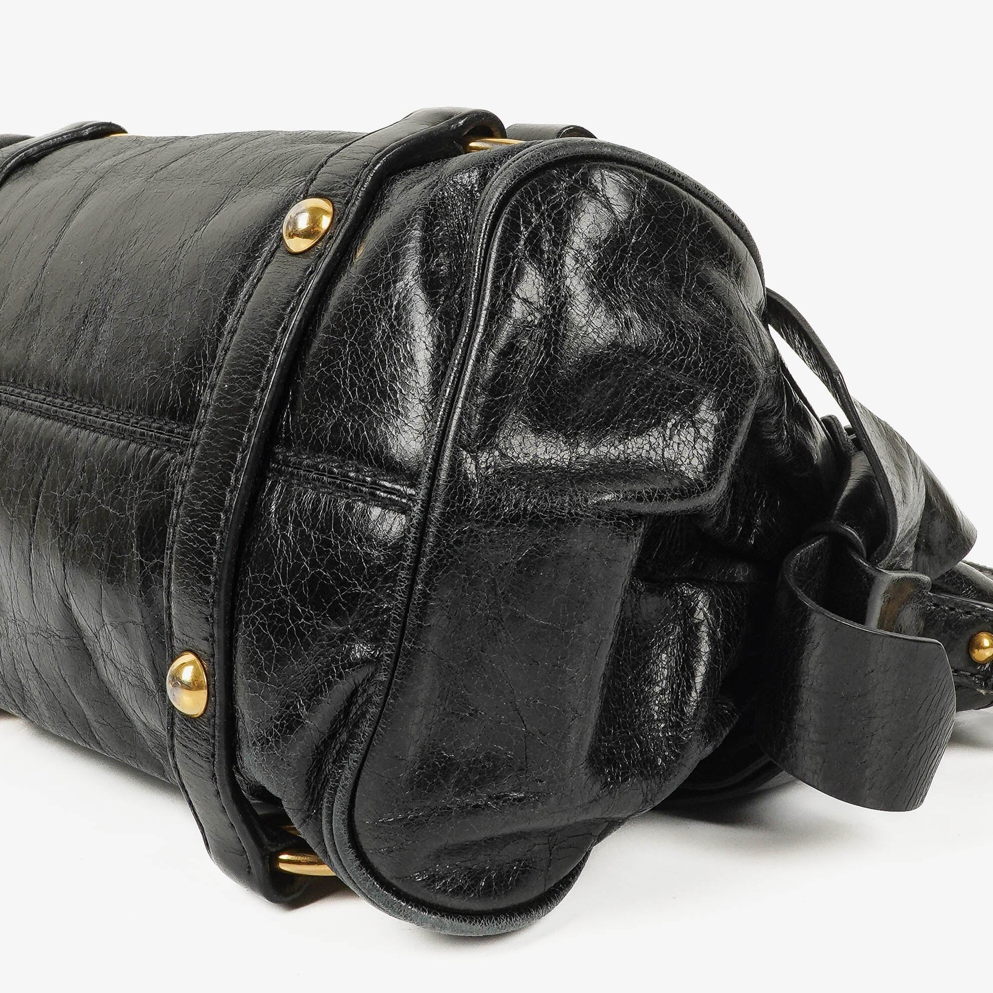 Miu Miu Vitello Black Bow Satchel Bag
