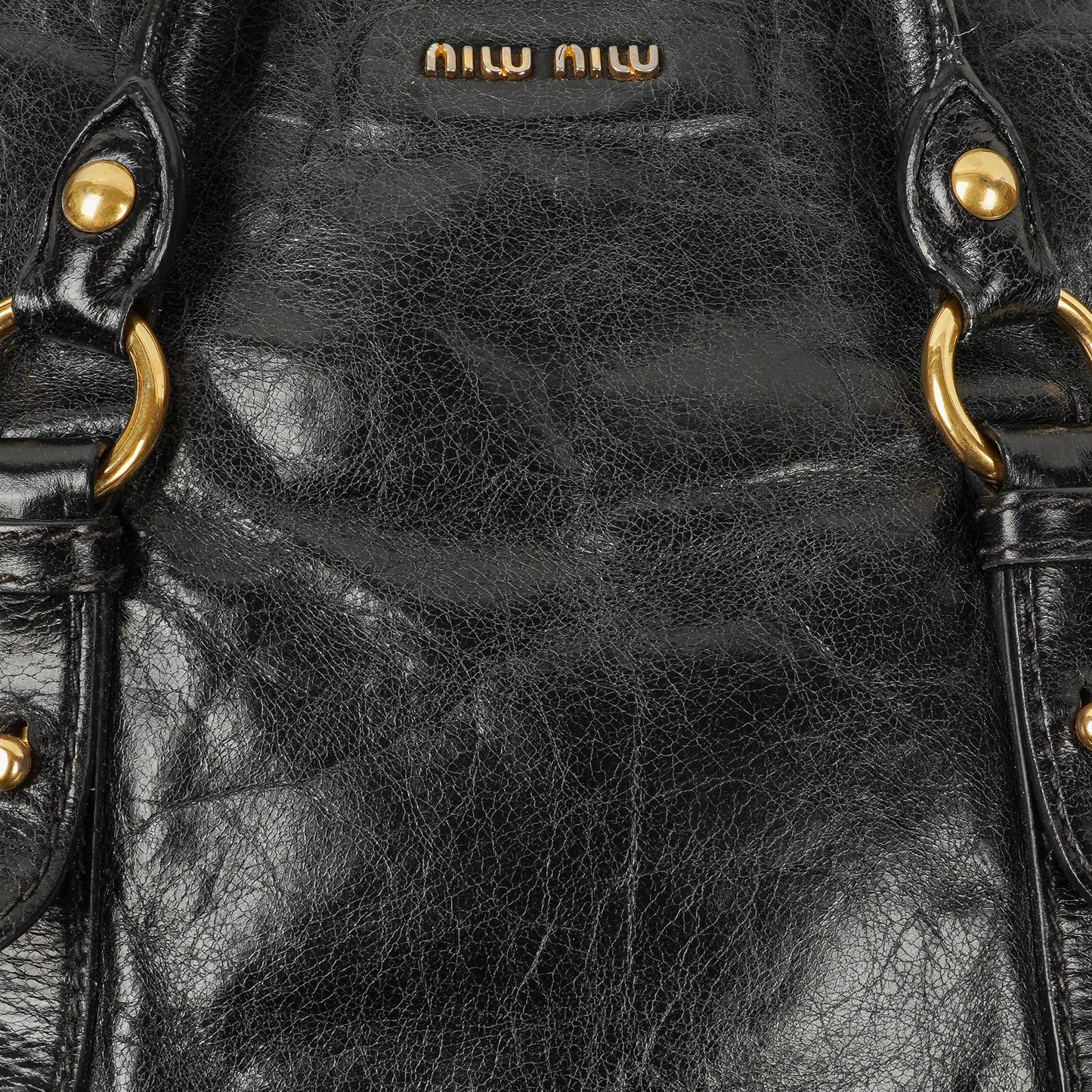 Miu Miu Vitello Black Bow Satchel Bag