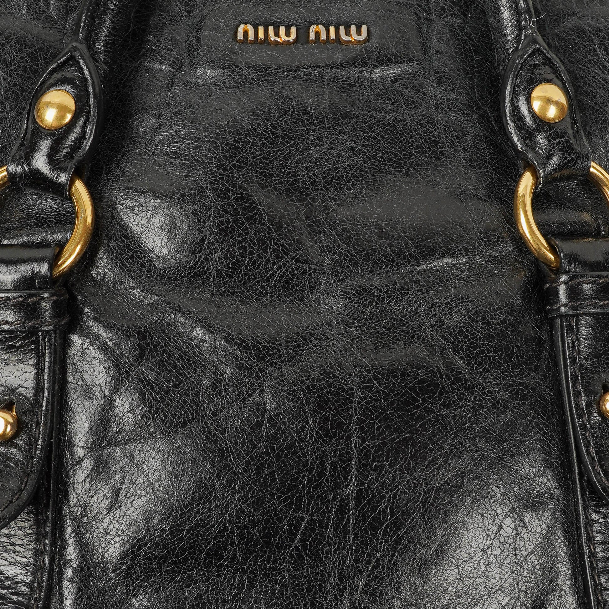 Miu Miu Vitello Black Bow Satchel Bag