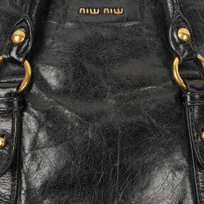Miu Miu Vitello Black Bow Satchel Bag