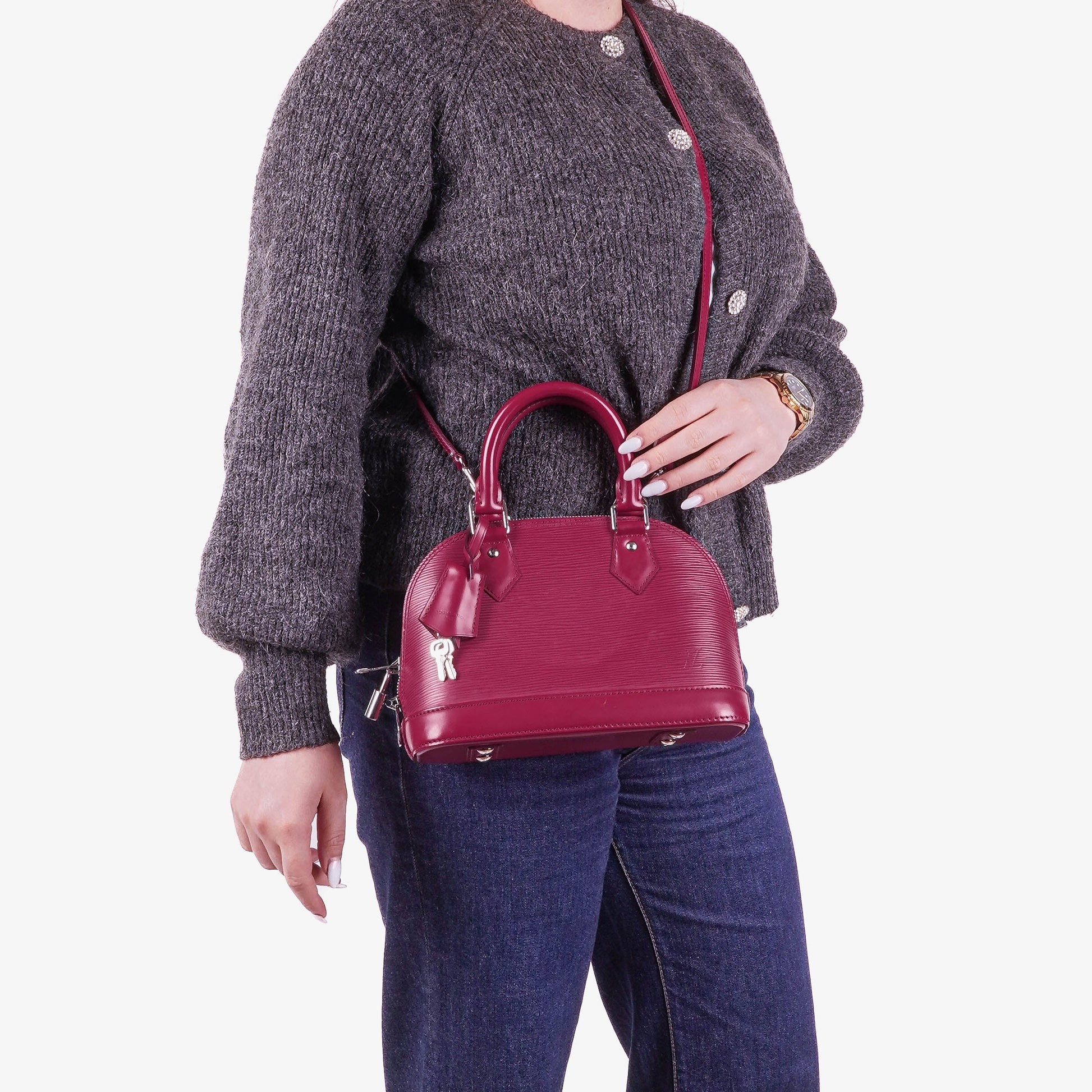 Louis Vuitton Alma BB EPI Fuchsia Leder-Handtasche