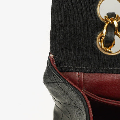 Chanel Medium Classic Vintage Single Flap Tasche aus gestepptem Lammleder und Jersey mit 24K vergoldeter Hardware