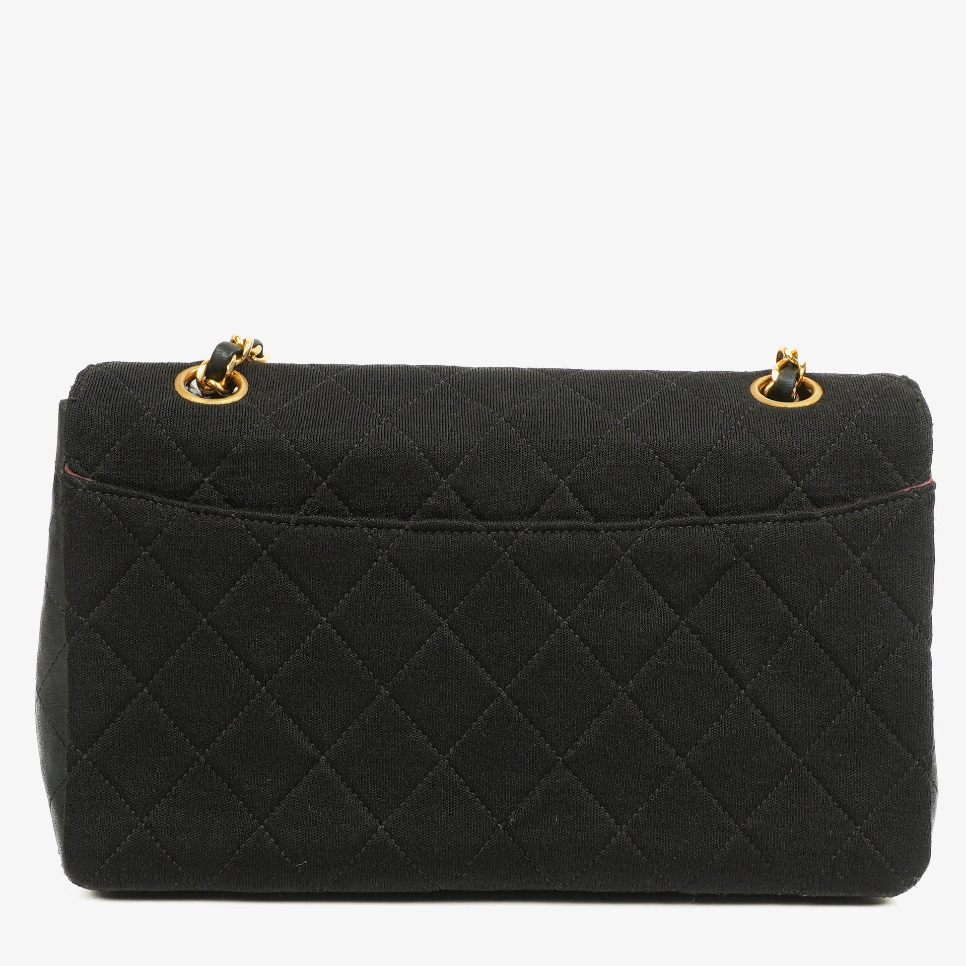 Chanel Medium Classic Vintage Single Flap Tasche aus gestepptem Lammleder und Jersey mit 24K vergoldeter Hardware