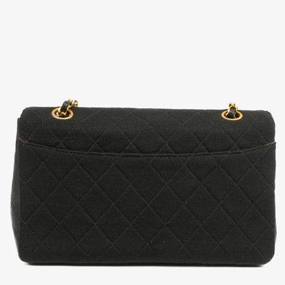 Chanel Medium Classic Vintage Single Flap Tasche aus gestepptem Lammleder und Jersey mit 24K vergoldeter Hardware