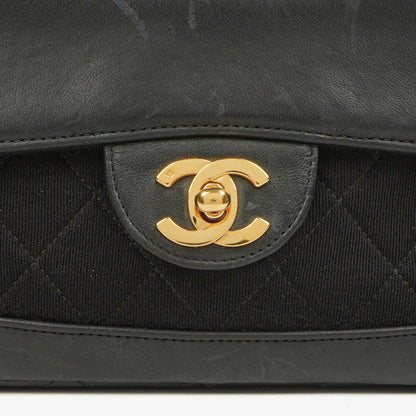 Chanel Medium Classic Vintage Single Flap Tasche aus gestepptem Lammleder und Jersey mit 24K vergoldeter Hardware