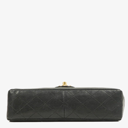 Chanel Medium Classic Vintage Single Flap Tasche aus gestepptem Lammleder und Jersey mit 24K vergoldeter Hardware